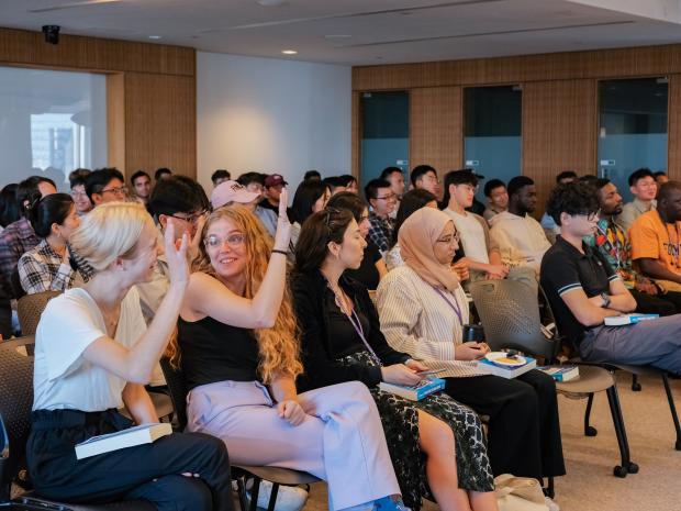 People sit in a room