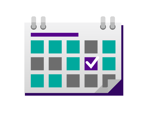 Illustration of a calendar with a date checked 