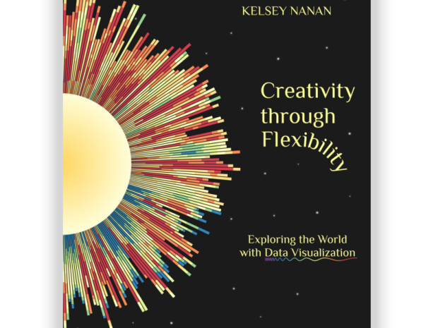 Book cover of "Creativity through Flexibility" showing a radial data visualization