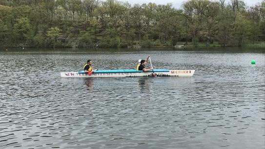 CUE Bridge Students Canoe Water lake