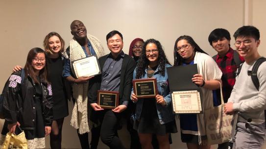 NYU Tandon students celebrate each other's awards.