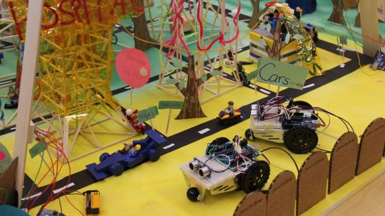 closeup of smart city robots and circuits 
