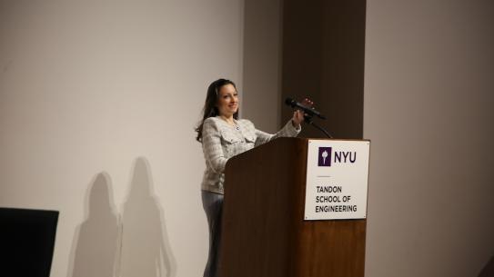 Marissa Shorenstein speaking onstage