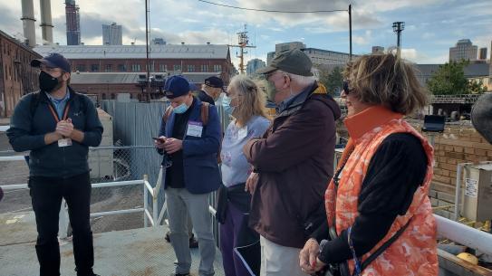 Alumni on the guided walking tour of the Brooklyn Navy Yard