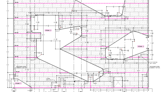 technical drawing of library wall with measurements