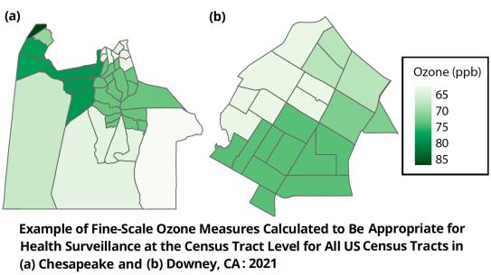 Example of fine-scale ozone measures calculated to be appropriate for health