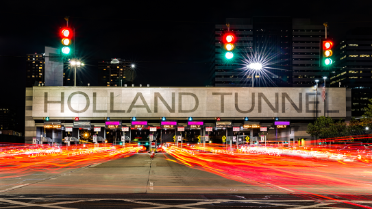 Entrance to the Holland Tunnel at night