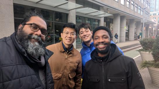 People in front of the building