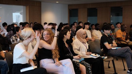 People sit in a room