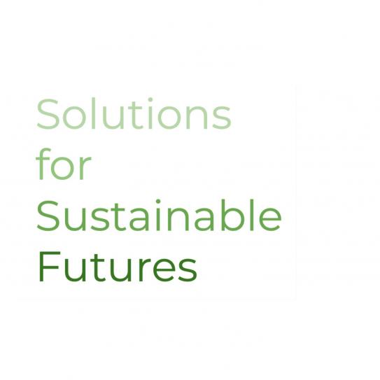 Logo for Solutions for Sustainable futures with the same words in green lettering
