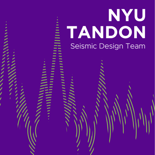 Seismic graph with purple background and NYU Tandon logo