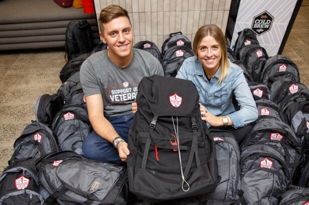 Alexa and partner among many backpacks