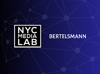 NYC Media Lab and Bertelsmann text logos