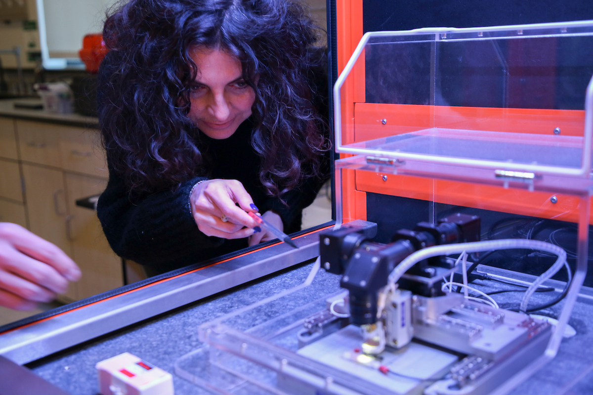 Elisa Riedo in her lab