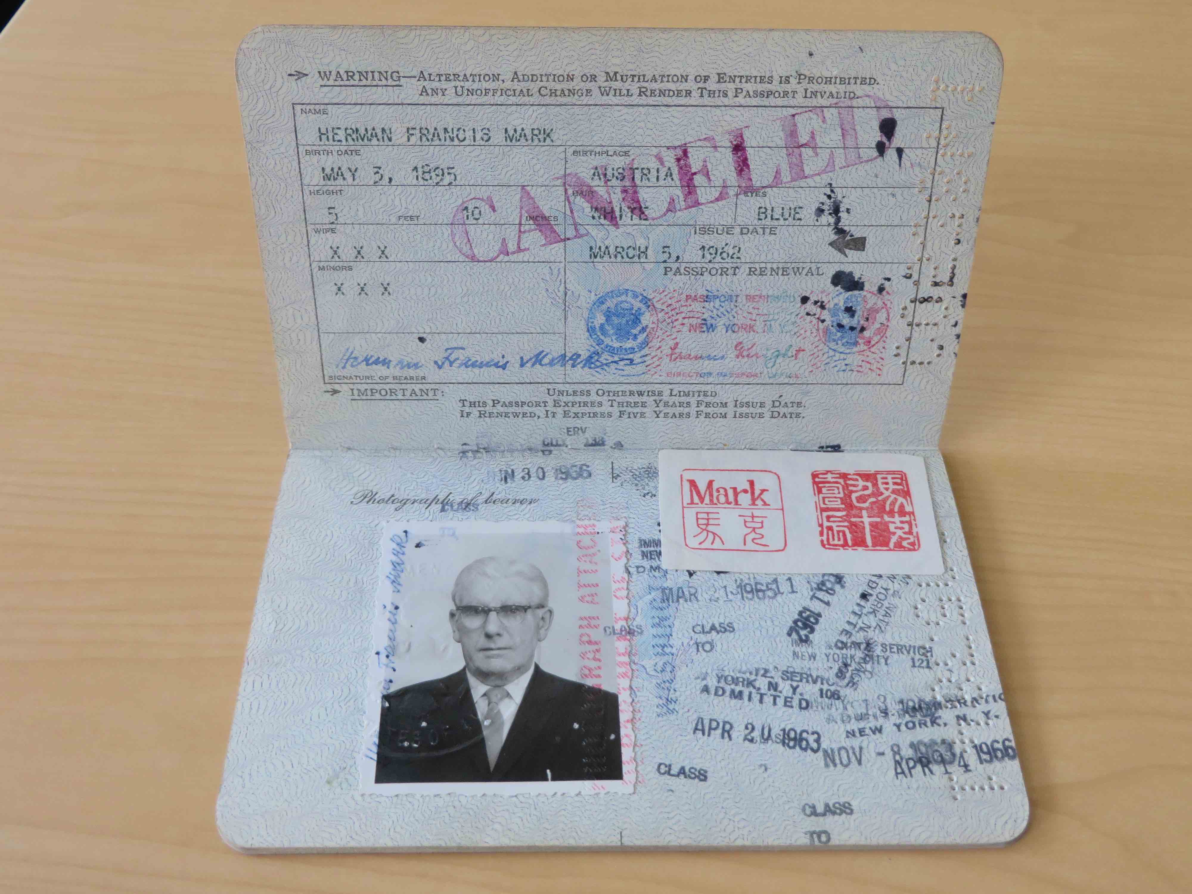 Herman Mark's passport