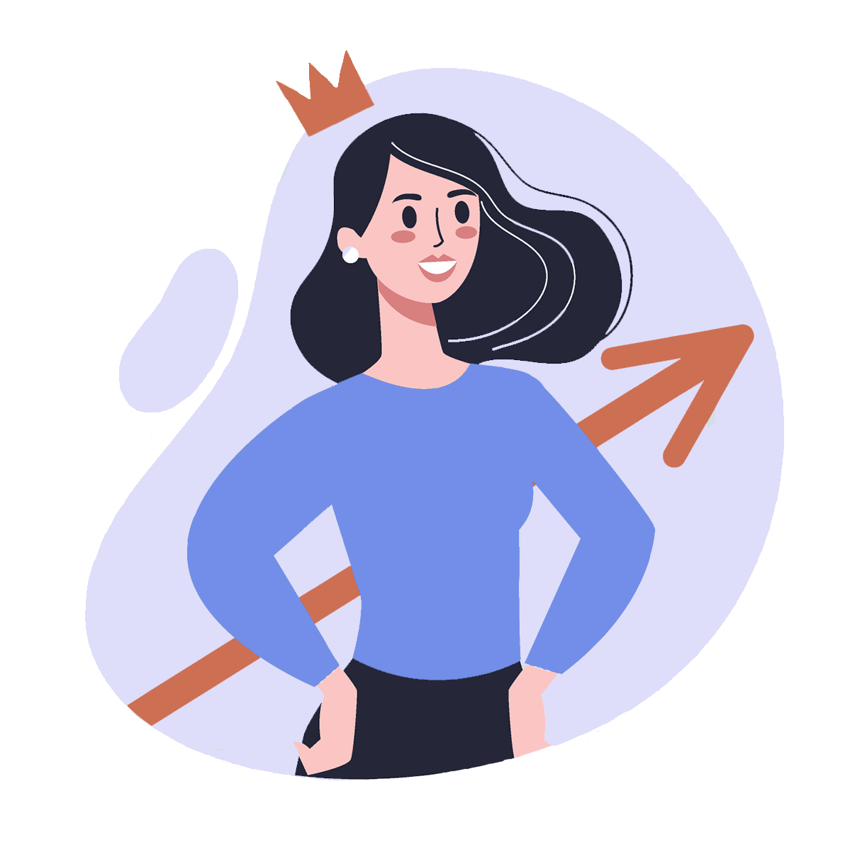Woman with crown and upward arrow