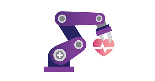 robotic arm holding a heart