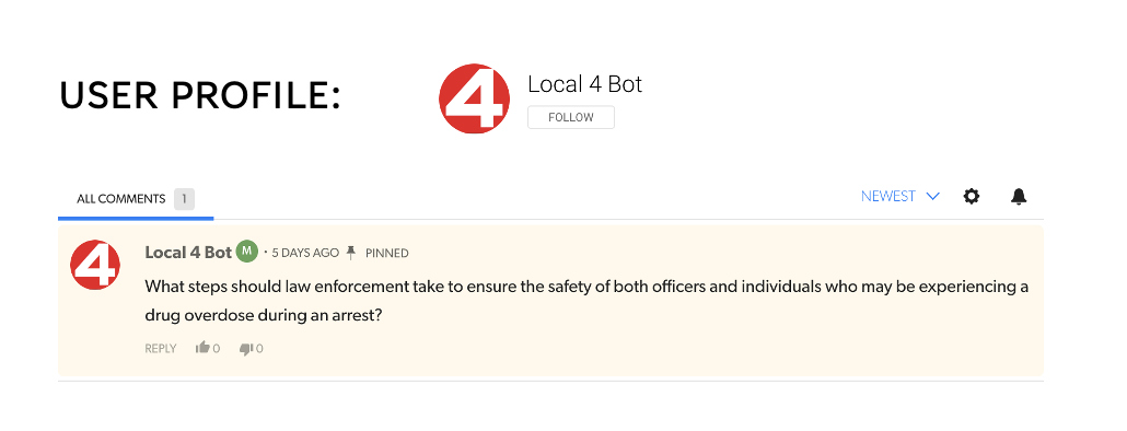 Sample conversation prompt comment from the Local 4 Bot