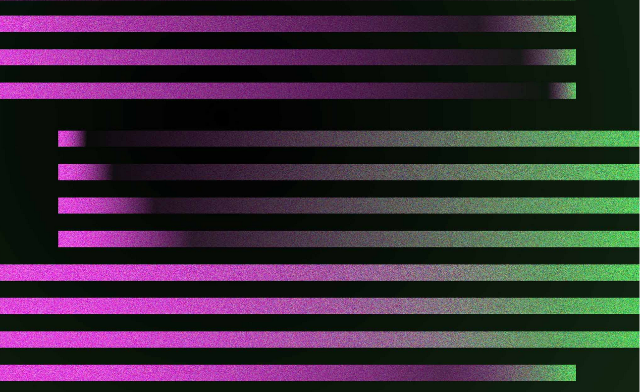 black background with purple and green gradiant horizontal bars