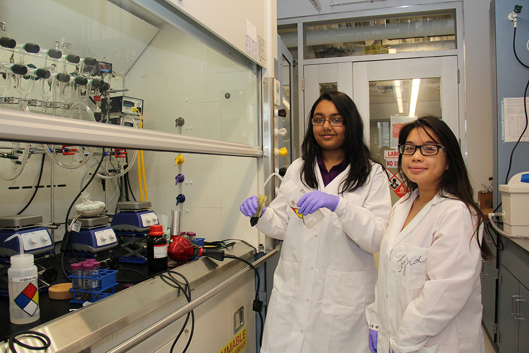 students in a lab learning about nano materials 