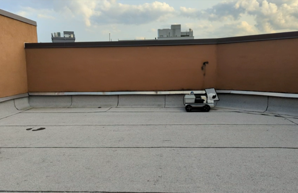 a robot on building roof