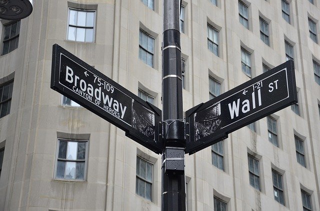 wall st. and broadway street signs